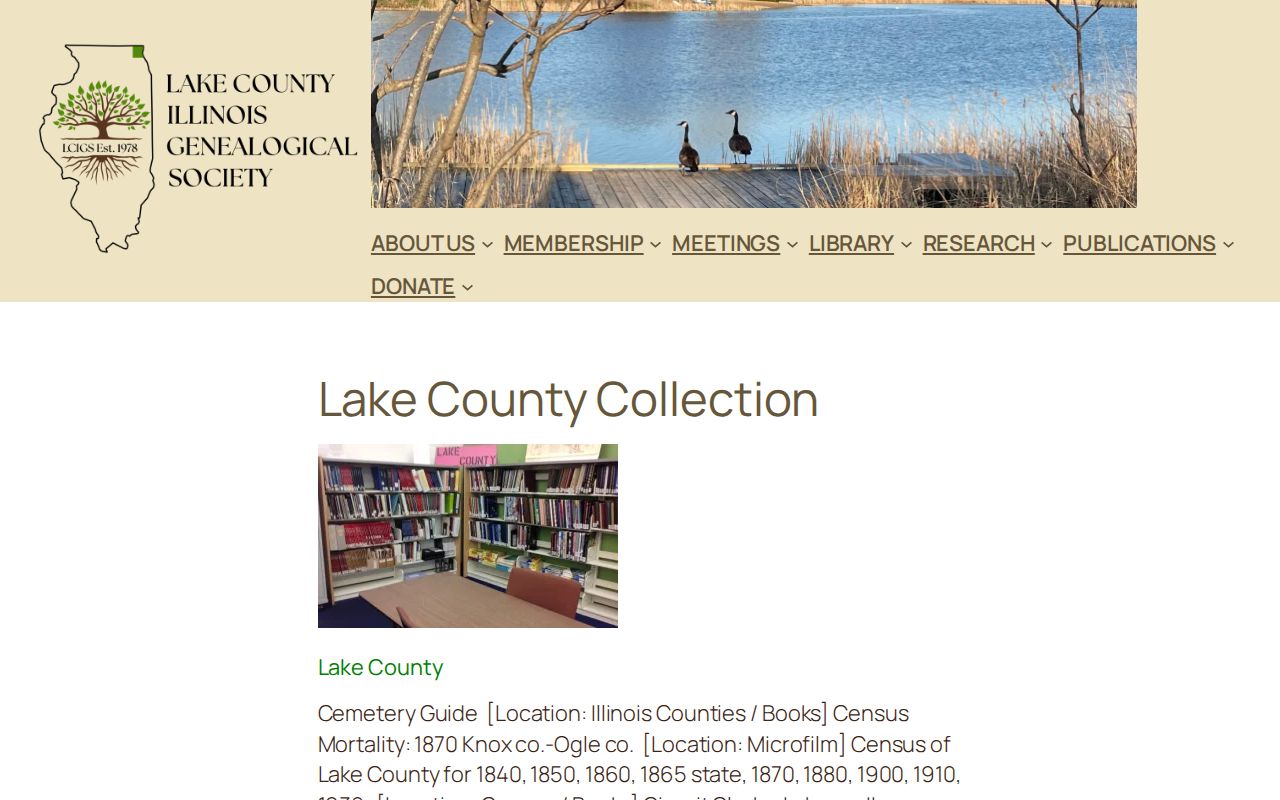 LCIGS Lake County collection inventory for directory and genealogy research