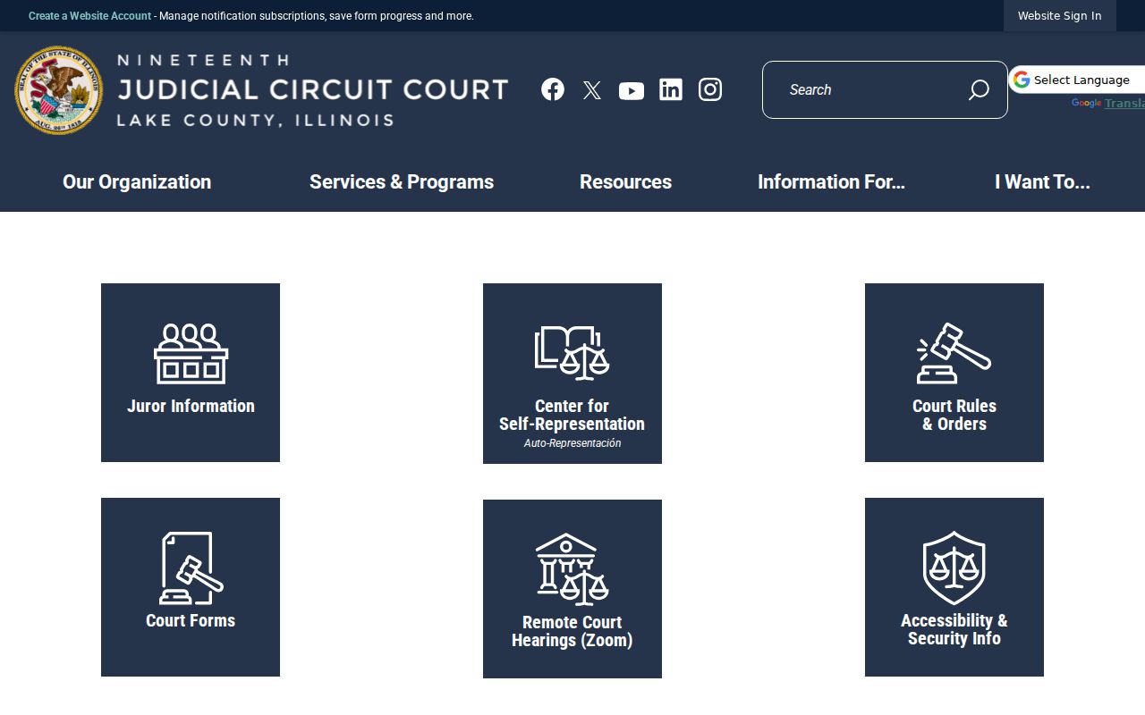 Official Illinois 19th Judicial Circuit website for Lake County